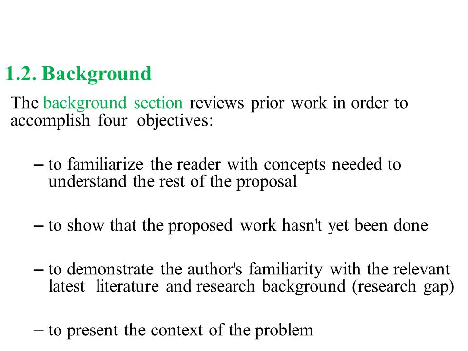 order of a research proposal